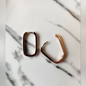 Link Huggie Rose Gold Earrings